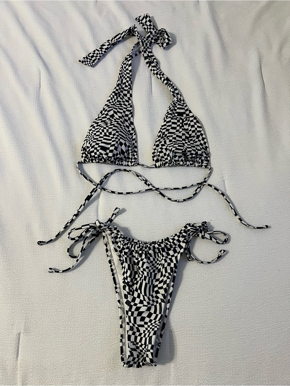wild fable Black and White Checkerboard Tie-Side Bikini